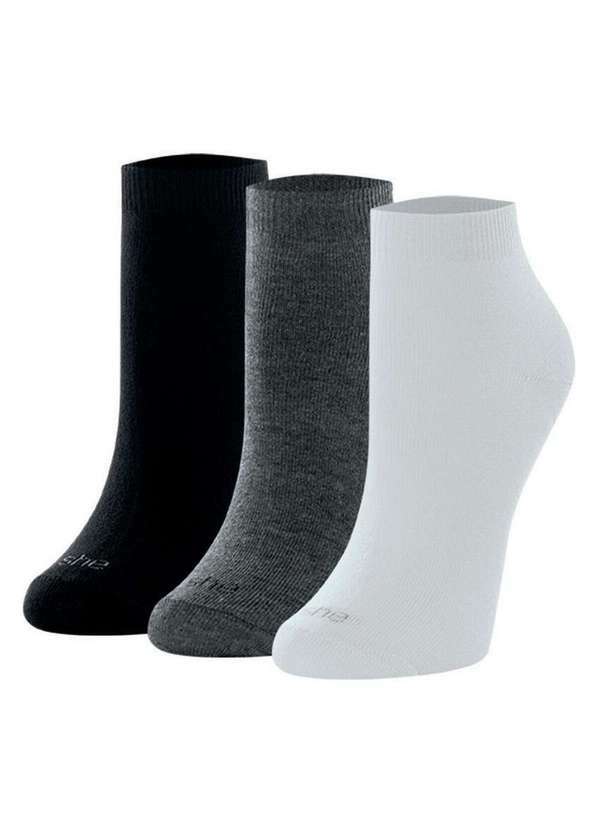 Vista 2 Kit 3 pares de Meias Cano Curto She 286.01 Cz05-Preto-Chumbo-Branco She