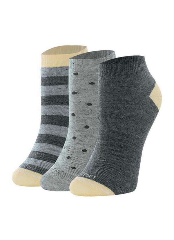 Vista 2 Kit 3 pares de Meias Cano Curto She 286.03 Am00-Chumbo-Cinza-Mescla She