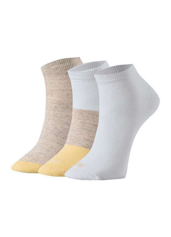 Vista 2 Kit 3 pares de Meias Cano Curto She 286.14 Am00-Amarelo-Mescla-Bege-Branco She
