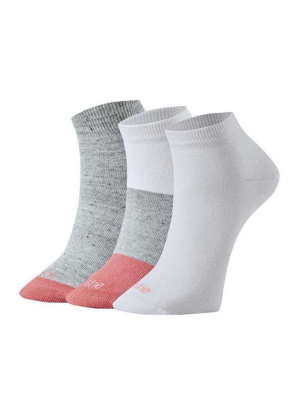 Vista 2 Kit 3 pares de Meias Cano Curto She 286.14 Vm07-Vermelho-Cinza-Branco She