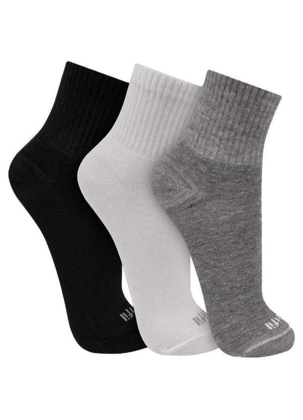 Vista 2 Kit 3 pares de Meias Cano Curto Trifil 8011 0901-Preto-Branco-Mescla TRIFIL