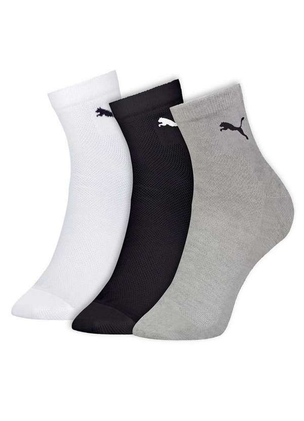 Vista 2 Kit 3 pares de Meias Cano Médio Puma 4740-001 997-Branco-Preto-Cinza-Mescla Puma