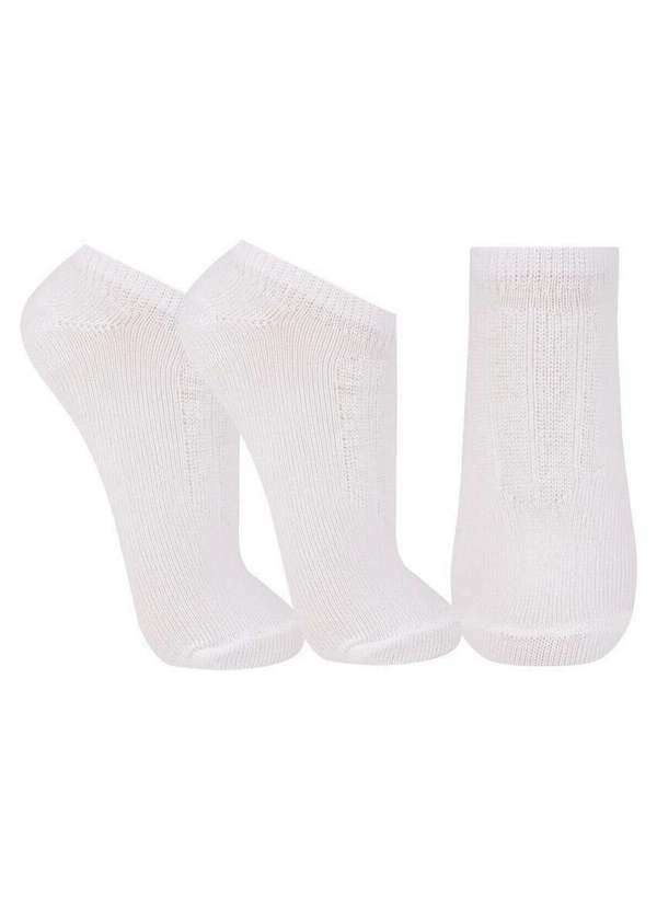 Vista 2 Kit com 3 Meias Esportiva Cano Curto Trifil 8003 0900-Branco TRIFIL