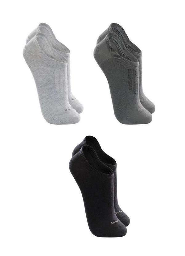 Vista 2 Kit 3 pares de Meias Esportiva Invisível Lupo 3270-089 0942-Cinza-Chumbo-Preto Lupo