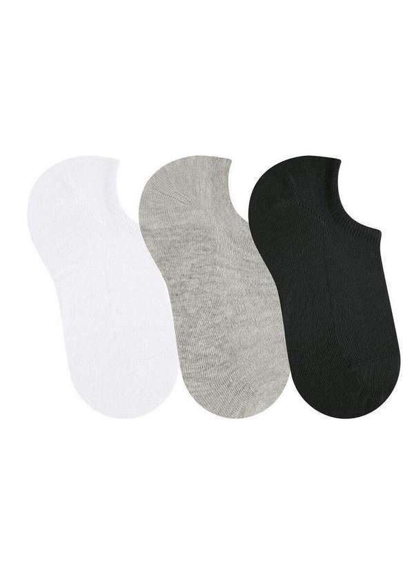 Vista 2 Kit 3 pares de Meias Invisível Selene 7730-001 999-Preto-Cinza-Mescla-Branco SELENE