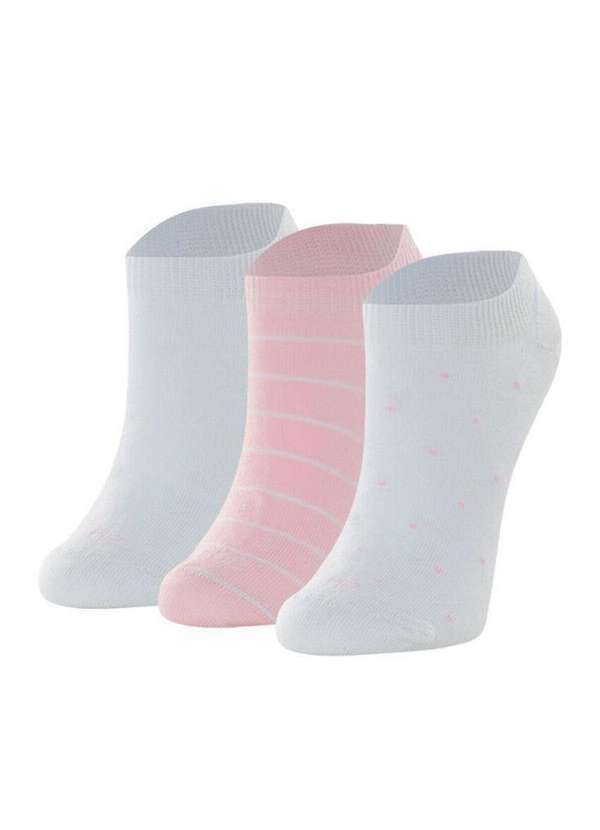 Vista 2 Kit 3 pares de Meias Invisível She 287.02 Br00-Branco-Rosa She