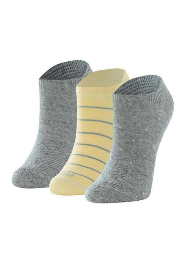 Vista 2 Kit 3 pares de Meias Invisível She 287.02 Cz05-Cinza-Amarelo She