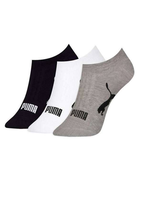 Vista 2 Kit com 3 Meias Puma 4755-001 999-Preto-Branco-Cinza-Mescla Puma