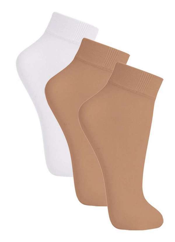 Vista 2 Kit 3 pares de Meias Soquete Fio 20 Loba 5530-001 Natural-Peach-Branco Lupo Lupo