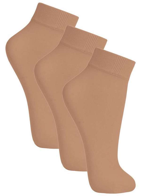Vista 2 Kit 3 pares de Meias Soquete Fio 20 Loba 5530-001 Natural-Peach Lupo Lupo