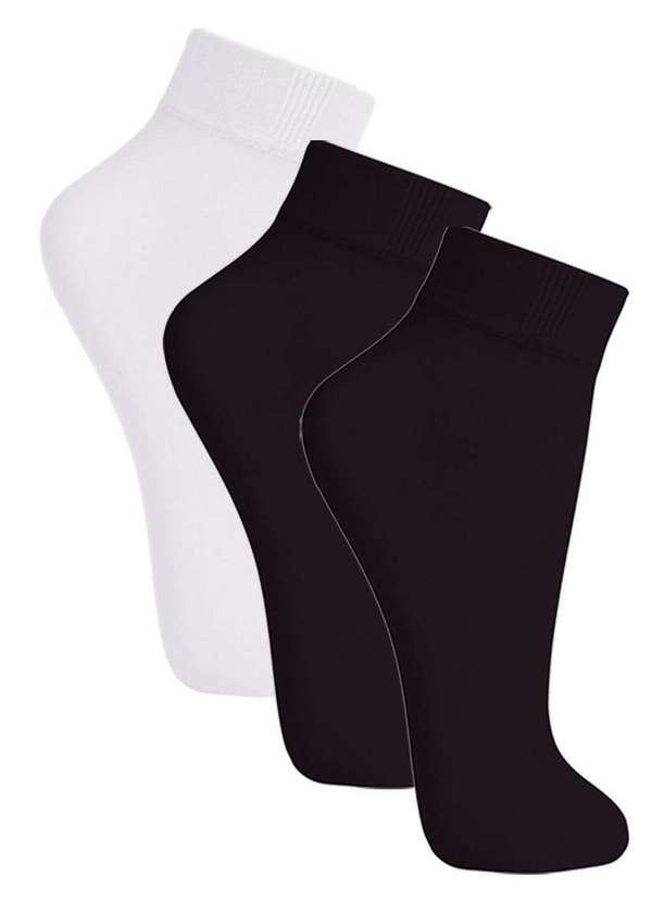 Vista 2 Kit 3 pares de Meias Soquete Fio 20 Loba 5530-001 Preto-Branco Lupo Lupo