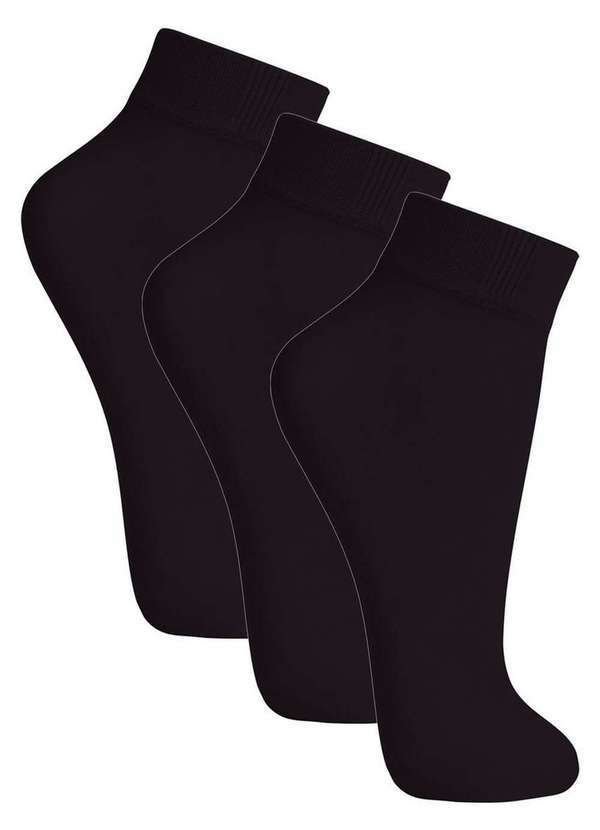 Vista 2 Kit 3 pares de Meias Soquete Fio 20 Loba 5530-001 Preto Lupo Lupo