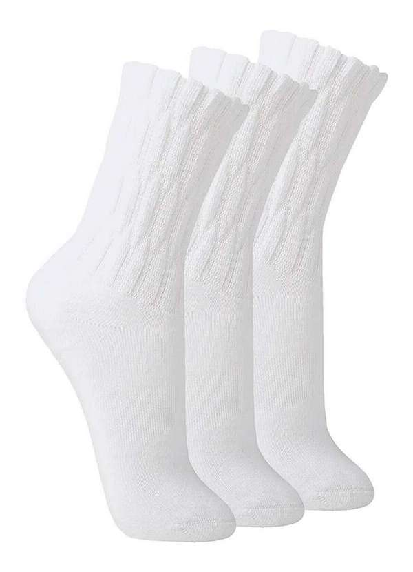 Vista 2 Kit com 3 pares de Meias Aeróbica Lupo 4810-003 Branco Lupo