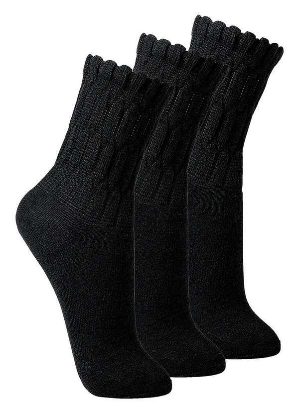 Vista 2 Kit com 3 pares de Meias Aeróbica Lupo 4810-003 Preto Lupo