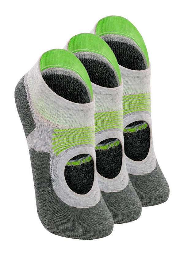 Vista 2 Kit 3 pares de Sapatilhas Antiderrapante Pilates Lupo 3286-002 Cinza Lupo