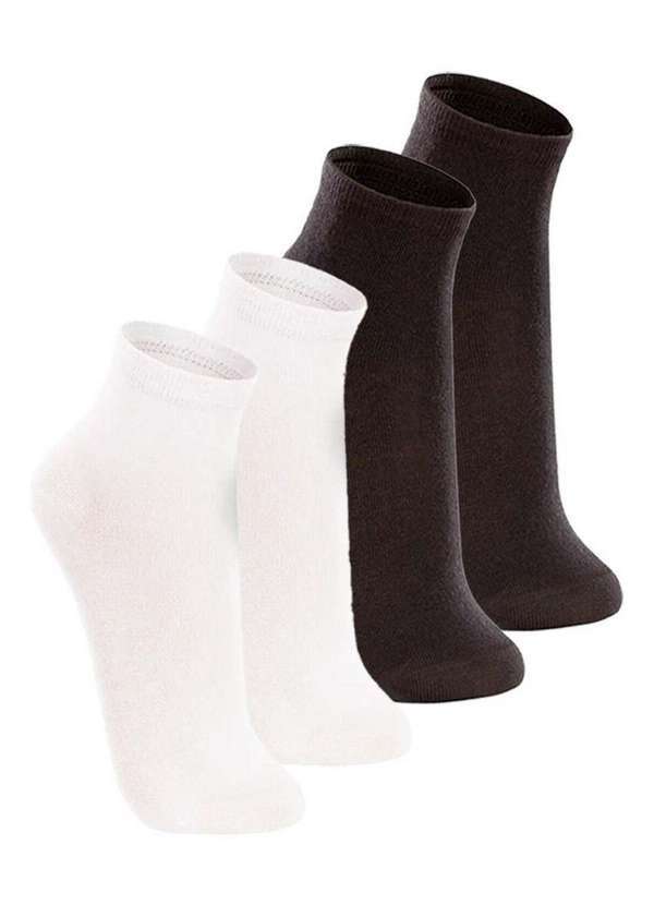 Vista 2 Kit com 4 pares de Meias Cano Médio Lupo 4200-088 Branco-Preto Lupo