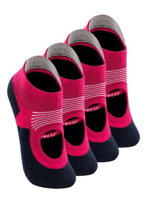 Vista 2 Kit 4 pares de Sapatilhas Antiderrapante Pilates Lupo 3286-002 Cereja Lupo