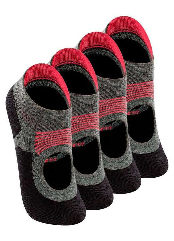 Vista 2 Kit 4 pares de Sapatilhas Antiderrapante Pilates Lupo 3286-002 Cinza-Chumbo Lupo