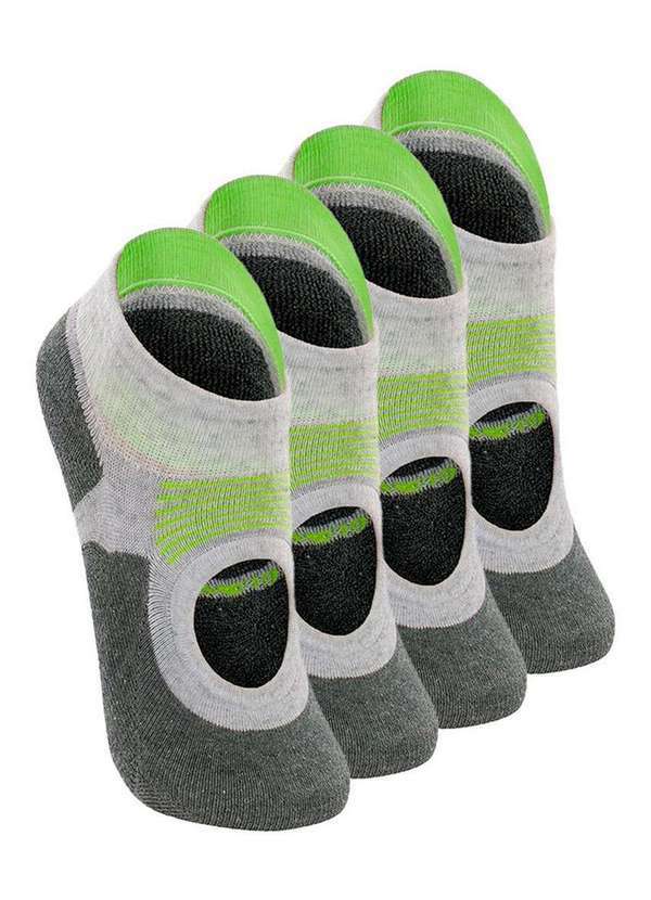 Vista 2 Kit 4 pares de Sapatilhas Antiderrapante Pilates Lupo 3286-002 Cinza Lupo