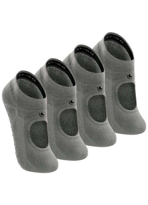 Vista 2 Kit 4 pares de Sapatilhas Antiderrapante Pilates Lupo 3286-003 Cinza