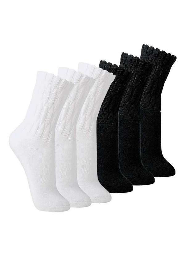 Vista 2 Kit com 6 pares de Meias Aeróbica Lupo 4810-003 Branco-Preto Lupo