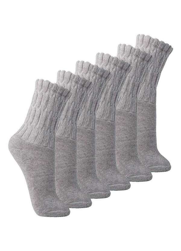 Vista 2 Kit com 6 pares de Meias Aeróbica Lupo 4810-003 Cinza Lupo