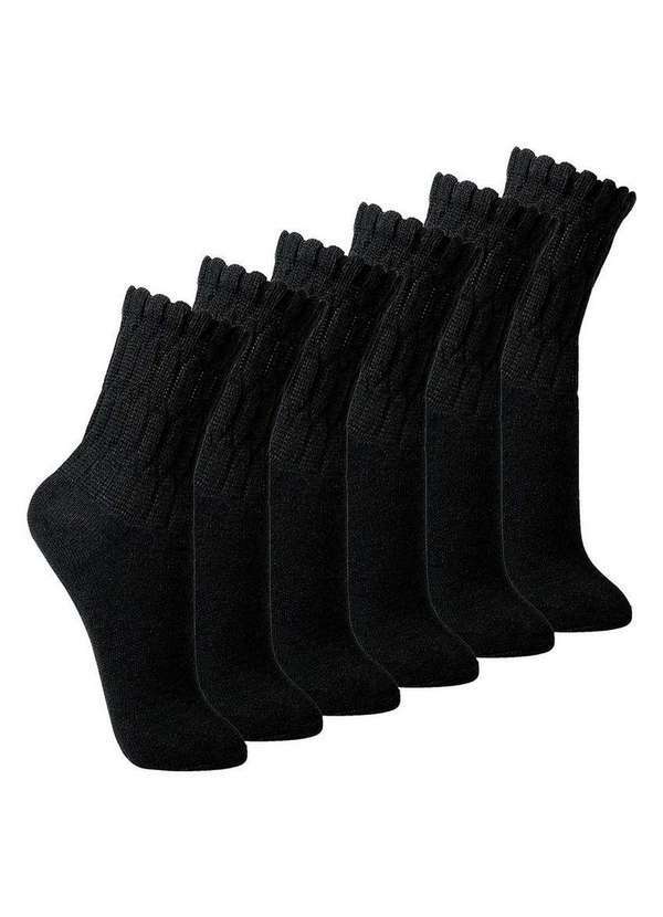 Vista 2 Kit com 6 pares de Meias Aeróbica Lupo 4810-003 Preto Lupo