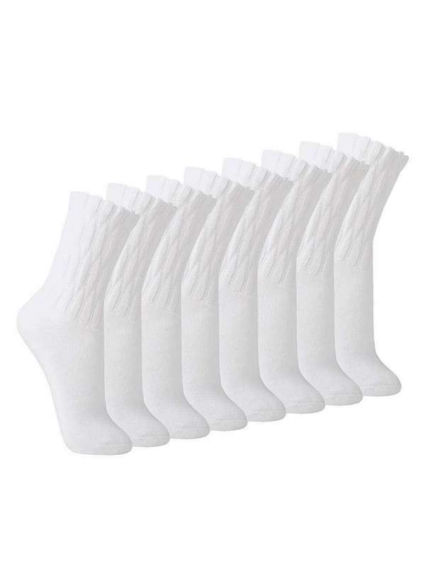 Vista 2 Kit com 8 pares de Meias Aeróbica Lupo 4810-003 Branco Lupo