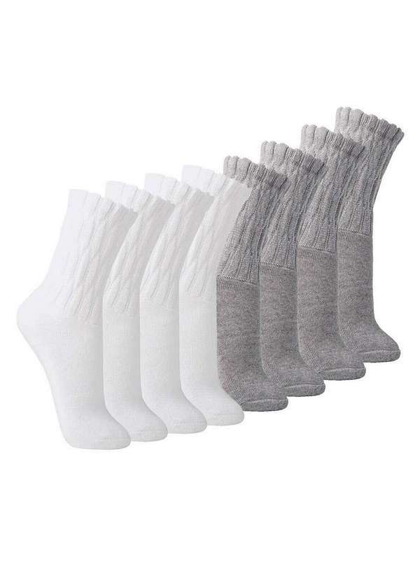 Vista 2 Kit com 8 pares de Meias Aeróbica Lupo 4810-003 Branco-Cinza Lupo