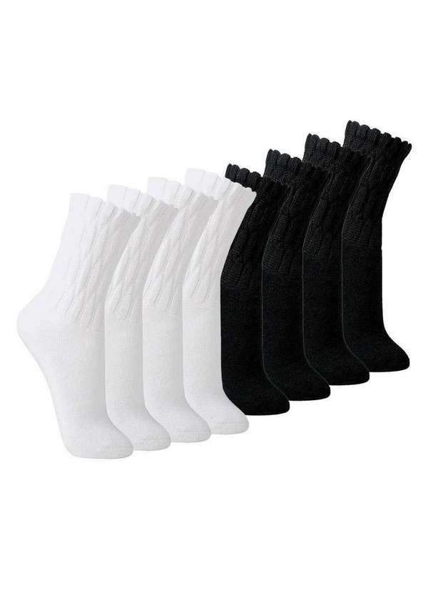 Vista 2 Kit com 8 pares de Meias Aeróbica Lupo 4810-003 Branco-Preto Lupo
