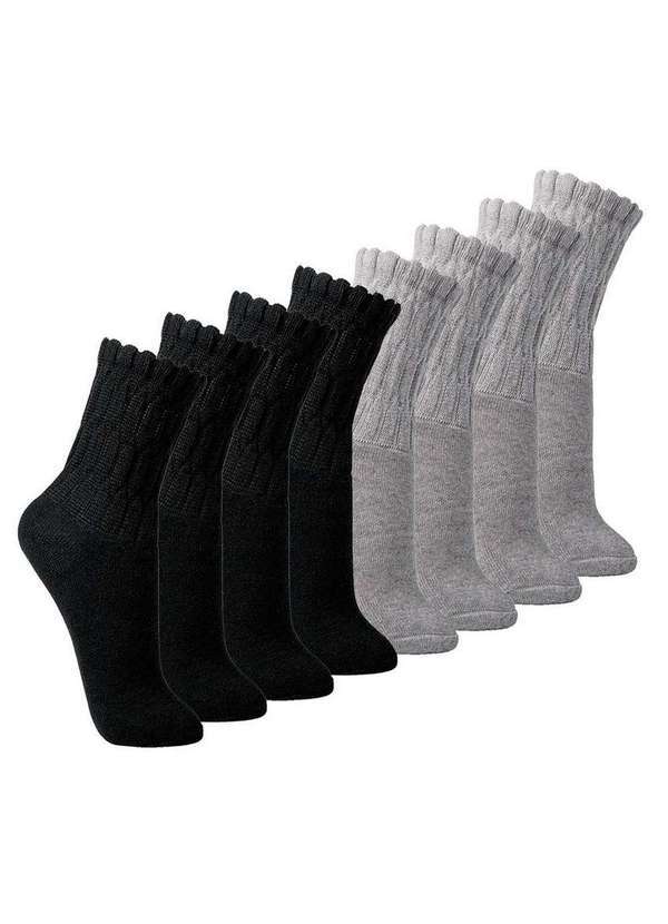 Vista 2 Kit com 8 pares de Meias Aeróbica Lupo 4810-003 Preto-Cinza Lupo