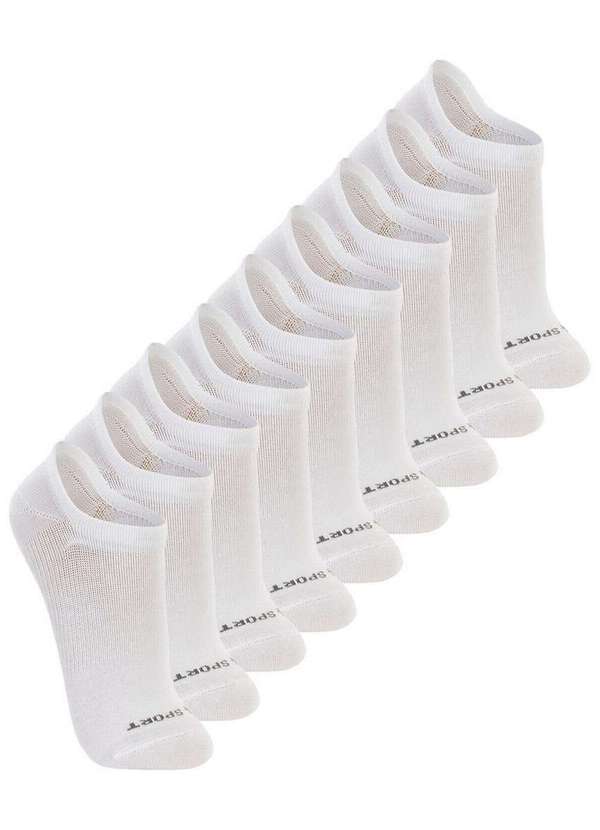 Kit 9 pares de Meias Esportiva Invisível Lupo 3170-089 Branco