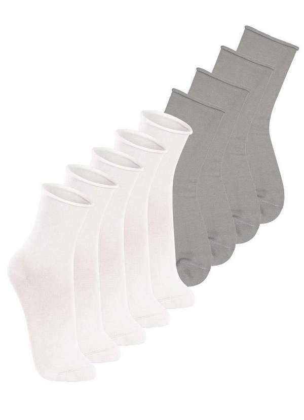 Vista 2 Kit 9 pares de Meias sem Punho Cano Médio Lupo 4421-001 Branco-Cinza Lupo