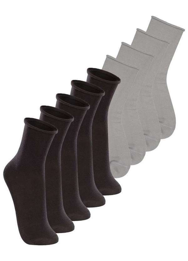 Vista 2 Kit 9 pares de Meias sem Punho Cano Médio Lupo 4421-001 Preto-Cinza Lupo