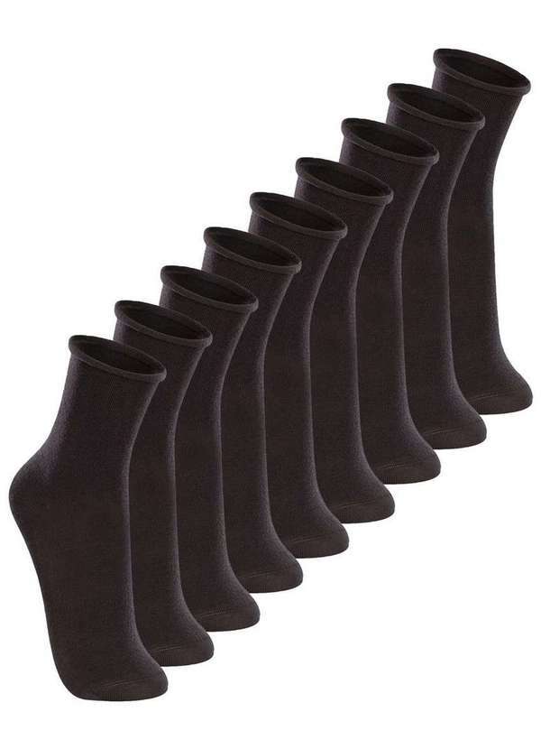 Vista 2 Kit 9 pares de Meias sem Punho Cano Médio Lupo 4421-001 Preto Lupo
