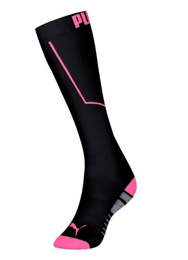 Meia 3/4 Compressão Esportiva Puma 4410-001/002 556-Preto-Pink-Fluor