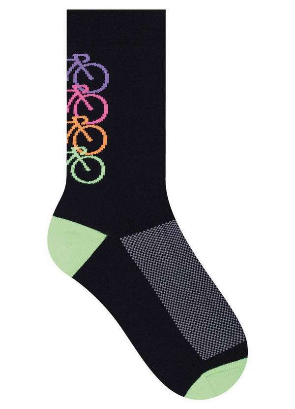 Vista 2 Meia Corrida Selene 4965-001 500-Preto-Verde-Fluor SELENE