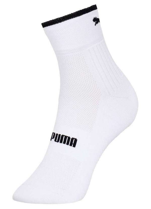 Vista 2 Meia Esportiva Cano Curto Puma 4485-001 504-Branco-Preto Puma