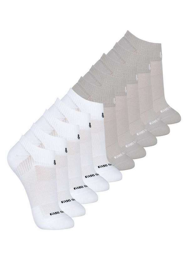 Kit 10 pares de Meias Performance Corrida Lupo 3350-003 Branco-Cinza