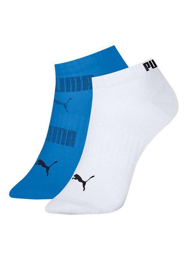 Kit 2 pares de Meias Esportiva Cano Curto Puma 4560-001/002 993-Azul-Branco