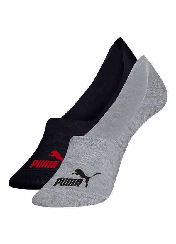 Vista 2 Kit 2 pares de Meias Invisível Puma 4500-001 979-Preto-Cinza-Mescla Puma
