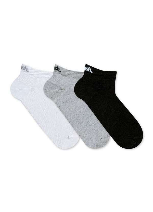 Kit/3 Meia Mash 205.02 Pt00-Preto/Mescla/Branco