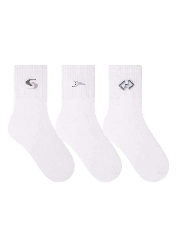 Vista 2 Kit 3 pares de Meias Esportivas Cano Curto Selene 4355-001 998-Branco SELENE