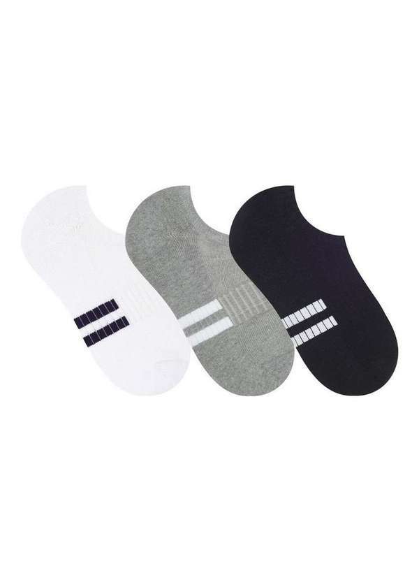 Vista 2 Kit 3 pares de Meias Invisível Selene 4320-001 999-Branco-Cinza-Mescla-Preto SELENE