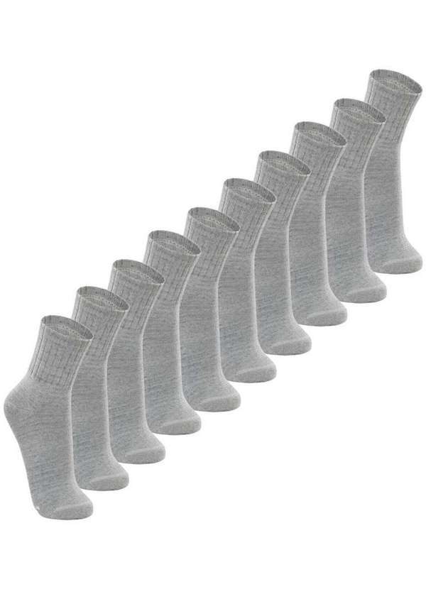 Vista 2 Kit 10 pares de Meias Esportiva Cano Médio Lupo 3290-009 Cinza Lupo