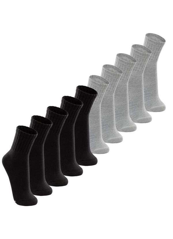 Vista 2 Kit 10 pares de Meias Esportiva Cano Médio Lupo 3290-009 Preto-Cinza Lupo