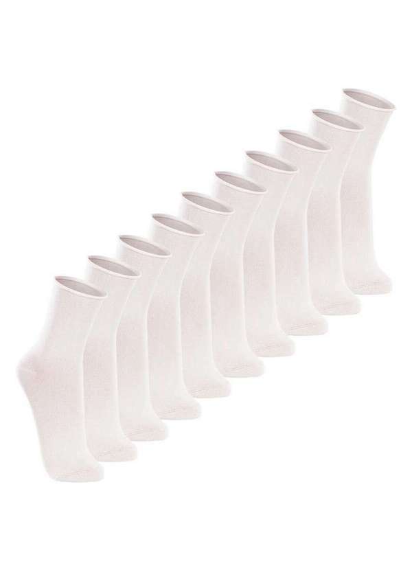 Vista 2 Kit com 10 pares de Meias sem Punho Casual Lupo 1275-011 Branco Lupo
