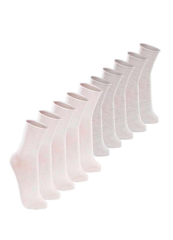 Vista 2 Kit com 10 pares de Meias sem Punho Casual Lupo 1275-011 Branco-Cinza Lupo