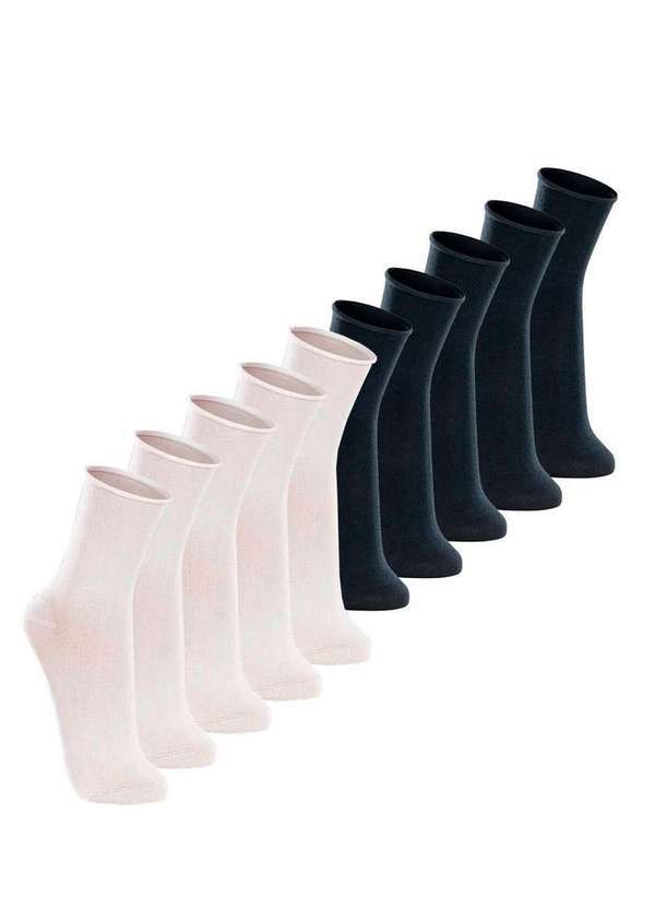 Vista 2 Kit com 10 pares de Meias sem Punho Casual Lupo 1275-011 Branco-Marinho Lupo