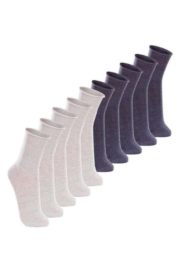 Vista 2 Kit com 10 pares de Meias sem Punho Casual Lupo 1275-011 Cinza-Mescla-Jeans Lupo